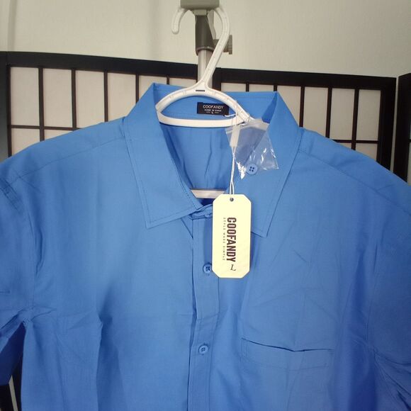 COOFANDY Men's Cotton Dress Shirt Short Sleeve Button Down Size Large - Picture 5 of 7